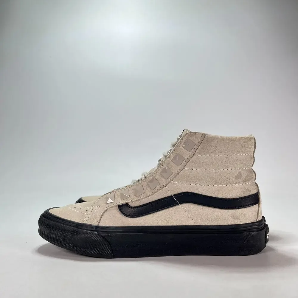 Vans Sk8-Hi Slim Studs Marshmallow Black Sole Skate Shoes 721454 Women's Size 7